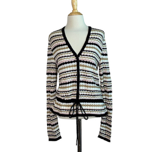 M MISSONI Made in Italy Women Size 10 Y2K Drawstring Sweater Cardigan Classic